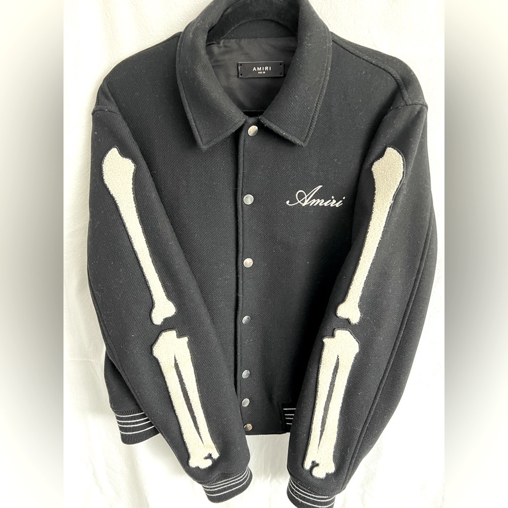 Amiri Black Spread Collar Bomber Jacket